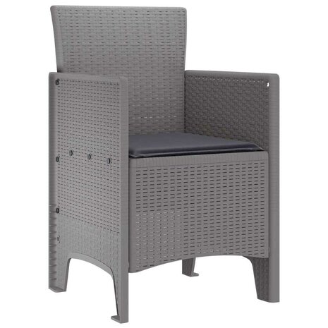 Tuinstoelen 2 st met kussens poly rattan lichtgrijs 3