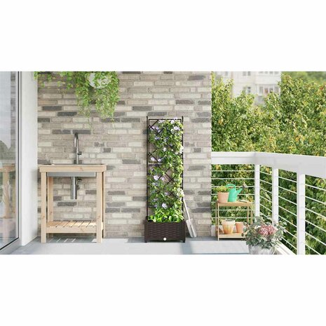 Plantenbak met latwerk 40x40x125,5 cm bruin 3