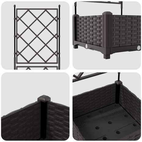 Plantenbak met latwerk 40x40x125,5 cm bruin 7