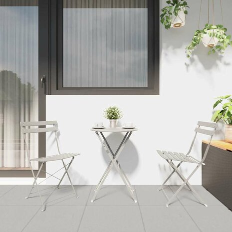 3-delige Bistroset inklapbaar staal beige 3