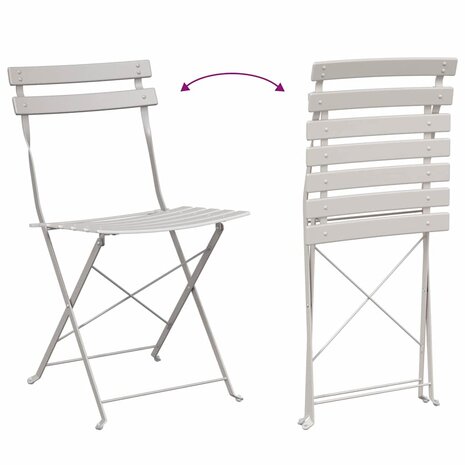 3-delige Bistroset inklapbaar staal beige 8