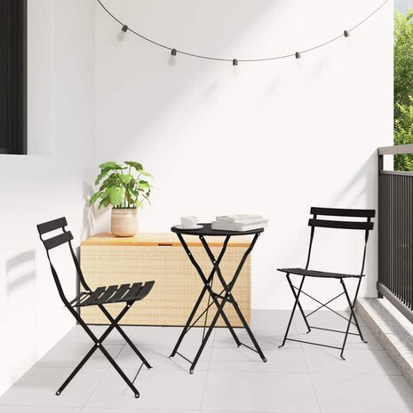 3-delige Bistroset inklapbaar staal antraciet 1