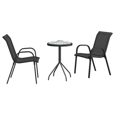 3-delige bistroset voor in de tuin - zwart textileen en staal 2