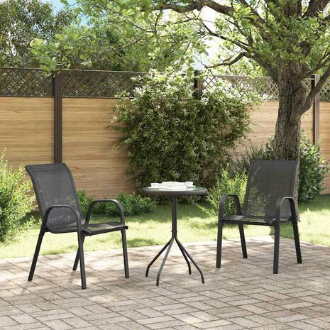 3-delige bistroset voor in de tuin - zwart textileen en staal 3