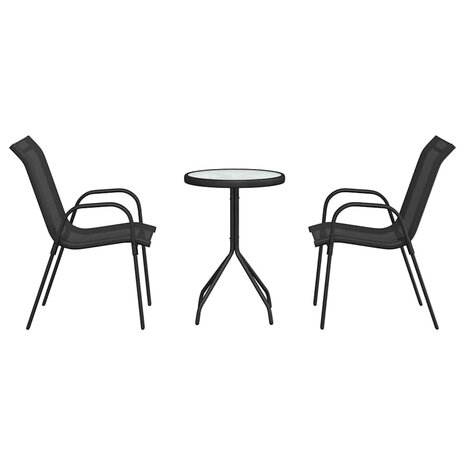 3-delige bistroset voor in de tuin - zwart textileen en staal 6