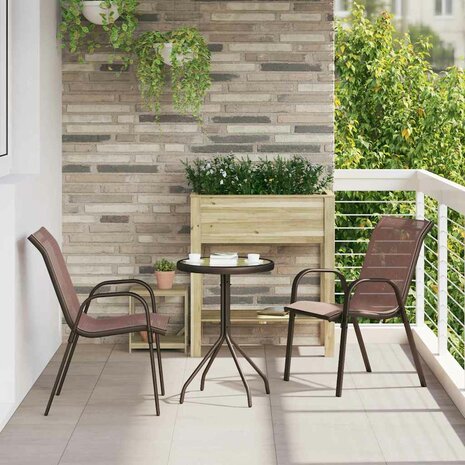 3-delige Bistroset voor in de tuin - Bruin Textileen en Staal 1