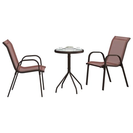 3-delige Bistroset voor in de tuin - Bruin Textileen en Staal 2