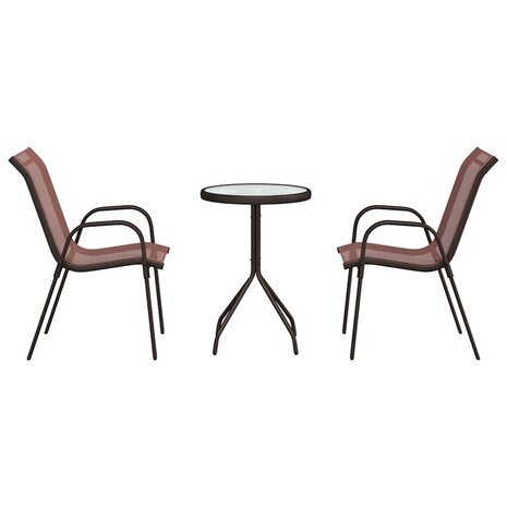 3-delige Bistroset voor in de tuin - Bruin Textileen en Staal 6