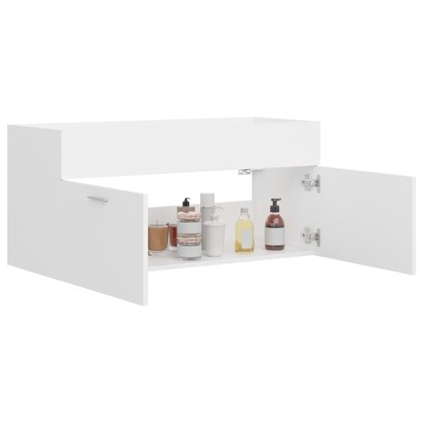 Wastafelkast 100x38,5x46 cm bewerkt hout wit 4