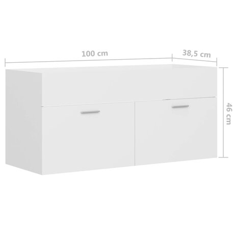 Wastafelkast 100x38,5x46 cm bewerkt hout wit 8