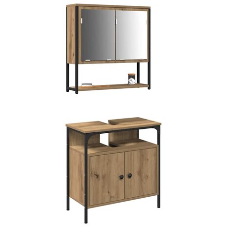 2-delig badkamermeubelset Artisan Eiken Engineered Wood 2