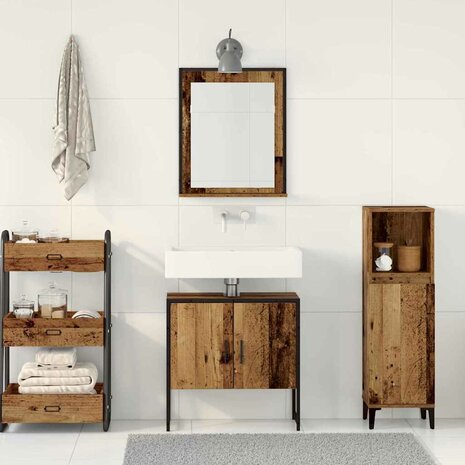 2-delige badkamerkastset oud hout gemelamineerd hout 3