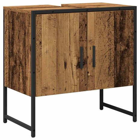 2-delige badkamerkastset oud hout gemelamineerd hout 5