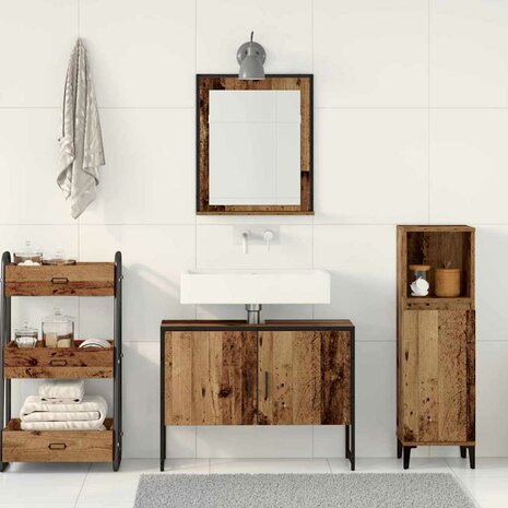 2-delige badkamermeubelset oud hout gefabriceerd hout 3