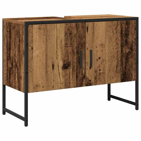 2-delige badkamermeubelset oud hout gefabriceerd hout 5