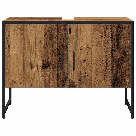 2-delige badkamermeubelset oud hout gefabriceerd hout 7