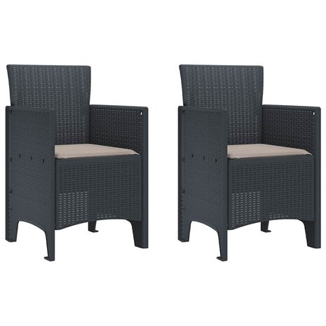 3-delige Tuinset met kussens poly rattan antraciet 4