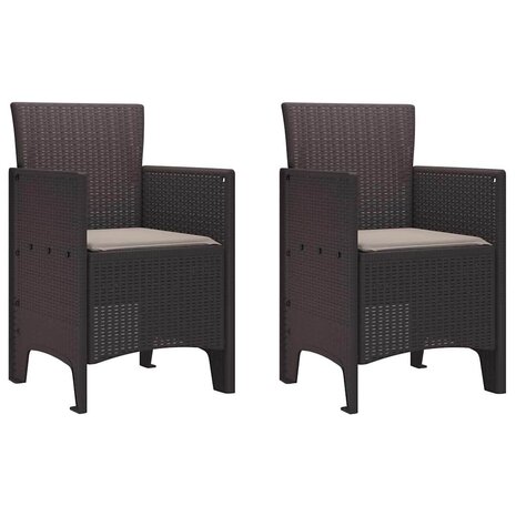 3-delige Tuinset met kussens poly rattan bruin 4