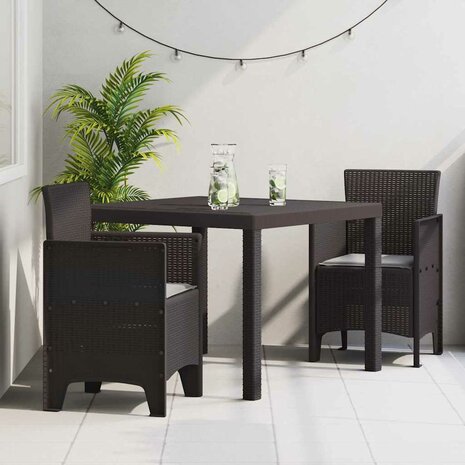 3-delige Tuinset met kussens poly rattan bruin 1