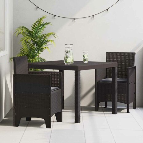 3-delige Tuinset met kussens poly rattan bruin 2