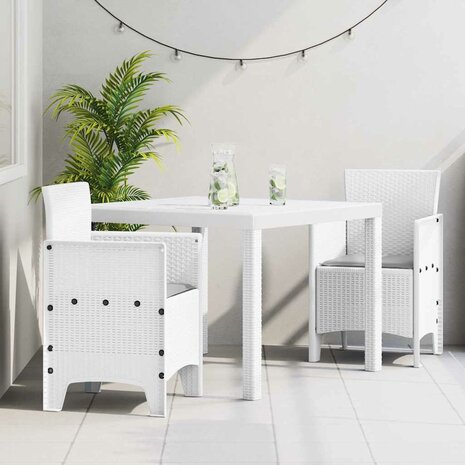 3-delige tuinset met kussens in het wit van poly rattan 1