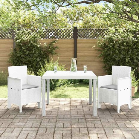 3-delige tuinset met kussens in het wit van poly rattan 2