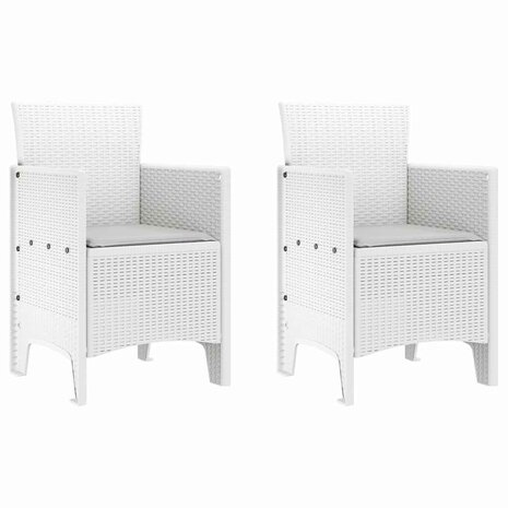 3-delige tuinset met kussens in het wit van poly rattan 4