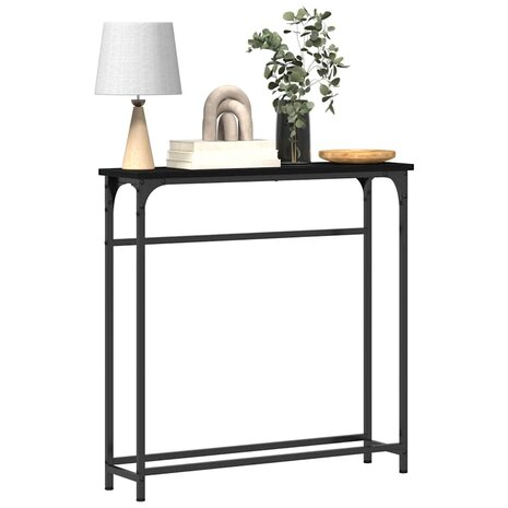 Wandtafel 75x19,5x75 cm bewerkt hout zwart eikenkleurig 2