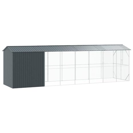 Vogelvolière met uitbreiding Antraciet 210x838x247 cm Staal 4
