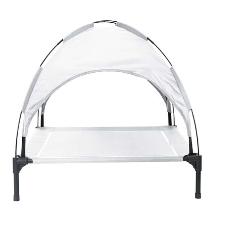 Verhoogd Hondenbed met Verwijderbaar Dak Zilvergrijs XL Staal 4