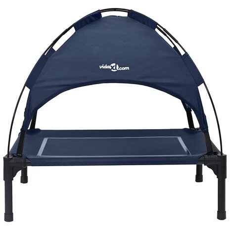 Verhoogd Hondenbed met Verwijderbaar Dak Marineblauw Staal 3