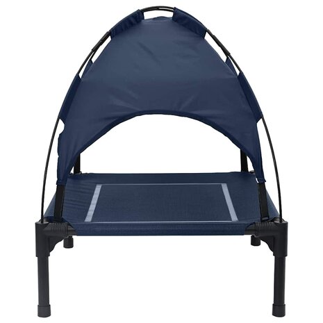 Verhoogd Hondenbed met Verwijderbaar Dak Marineblauw Staal 4