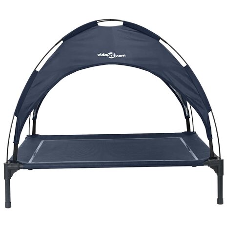 Verhoogd Hondenbed met Verwijderbaar Dak Marineblauw XL Staal 3