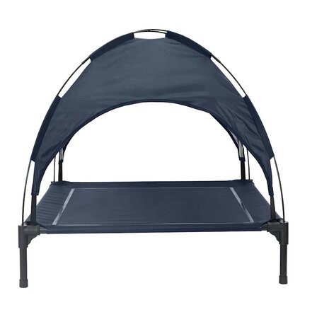 Verhoogd Hondenbed met Verwijderbaar Dak Marineblauw XL Staal 4