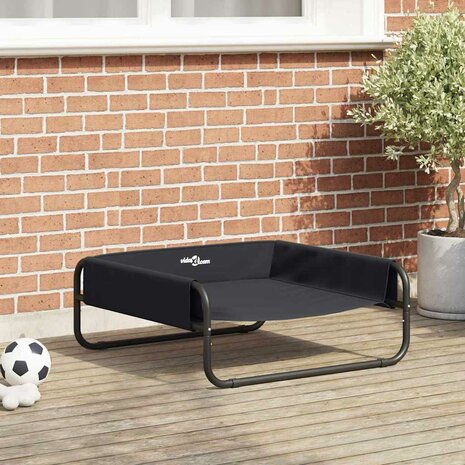 Verhoogd Hondenbed Zwart ML Oxford Stof en Staal 1