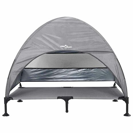 Verhoogd Hondenbed met Afneembaar Dak Lichtgrijs XL Staal 3