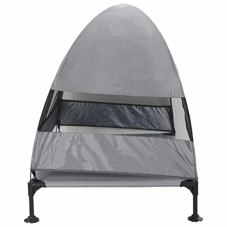 Verhoogd Hondenbed met Afneembaar Dak Lichtgrijs XL Staal 4
