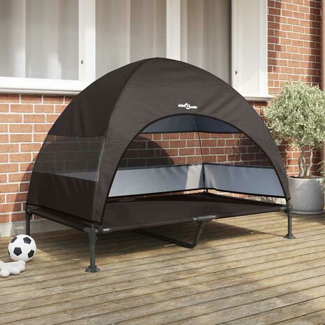 Verhoogd Hondenbed met Afneembaar Dak Bruin XL Staal 1
