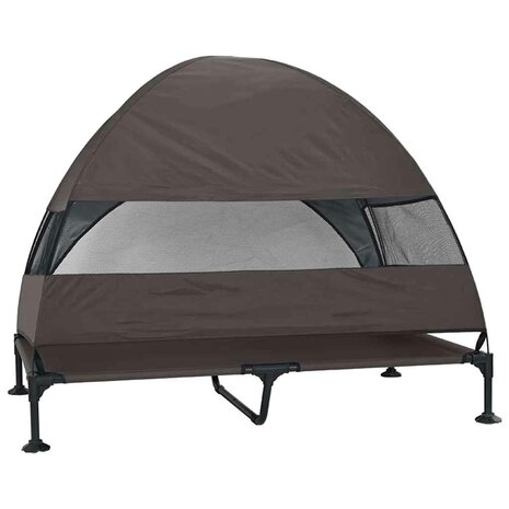 Verhoogd Hondenbed met Afneembaar Dak Bruin XL Staal 5