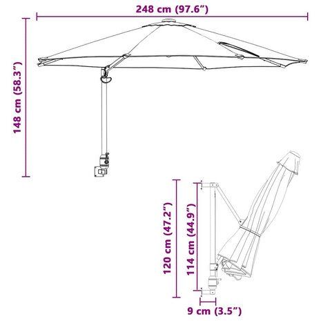 Wandparasol Tuin Zand 250 cm 8