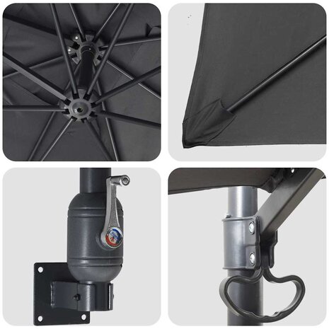 Wandparasol in Anthraciet 247 cm 6