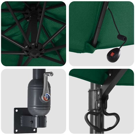 Wandparasol met LED&apos;s Groen 248 cm 6