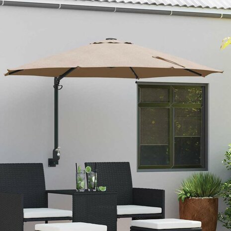 Wandparasol met LED&apos;s in Taupe 248 cm 1