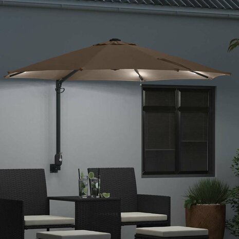 Wandparasol met LED&apos;s in Taupe 248 cm 2
