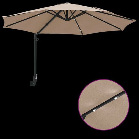 Wandparasol met LED&apos;s in Taupe 248 cm 8