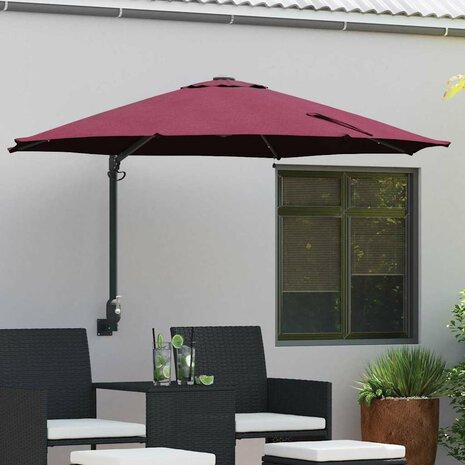 Wandparasol met LED&apos;s Bordeaux Rood 248 cm 1