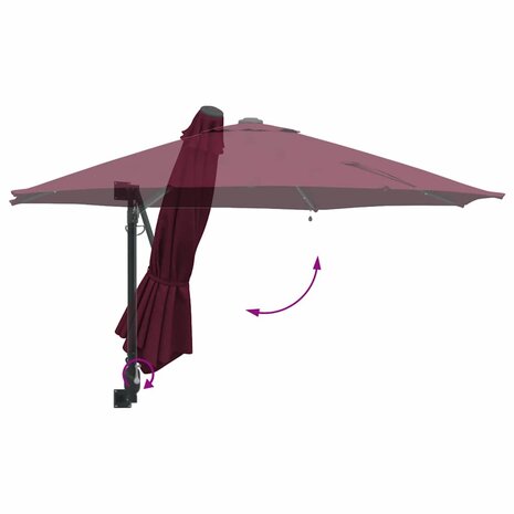 Wandparasol met LED&apos;s Bordeaux Rood 248 cm 7