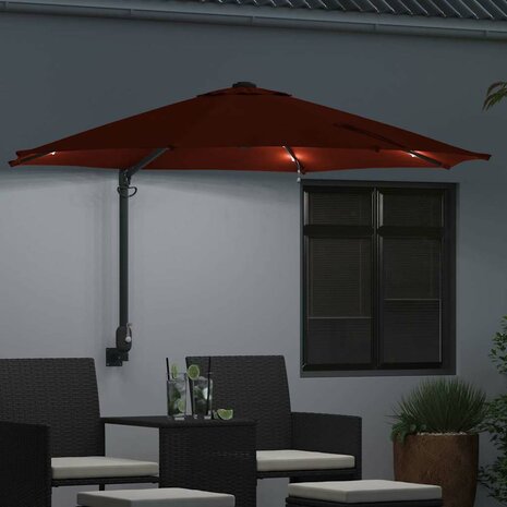 Wandparasol met LED-verlichting Terracotta 248 cm 2