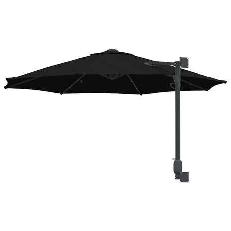 Wandparasol met LED&apos;s Zwart 248 cm 5