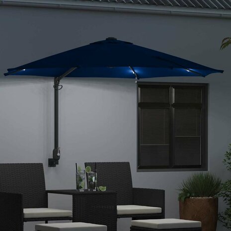 Wandparasol met LED&apos;s Azure Blauw 248 cm 2